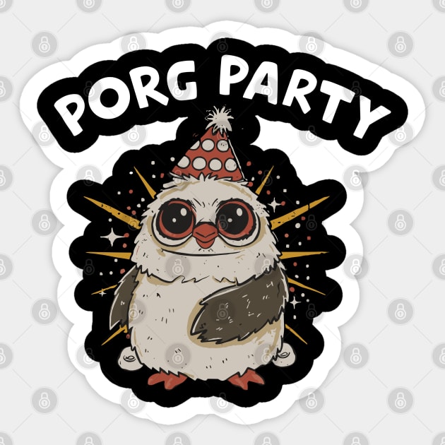 Porg Party Sticker by InspiredByTheMagic